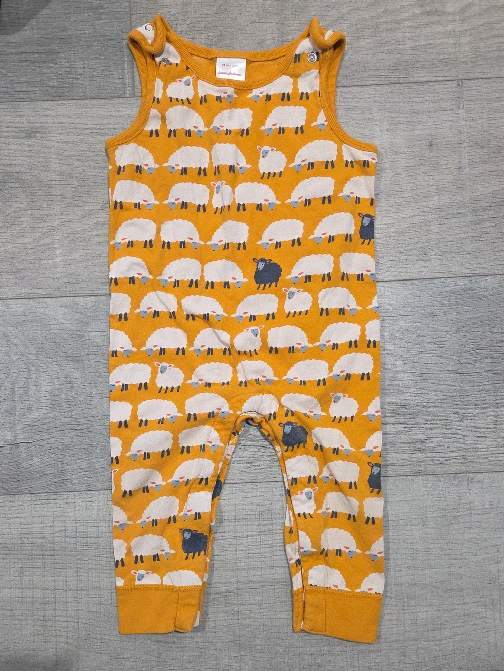 Hanna Andersson Sleeveless Yellow Sheep Print One-Piece for Kids
